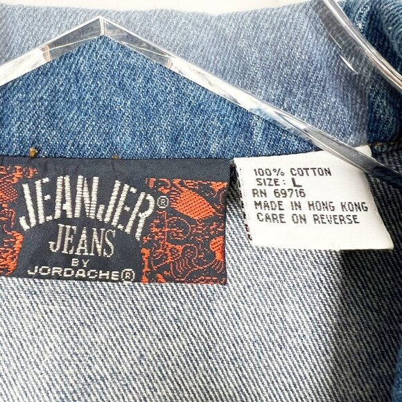 Vintage Jordache Chore Jacket Rigid Denim Blazer Medium Wash Women's Size L - Picture 6 of 13